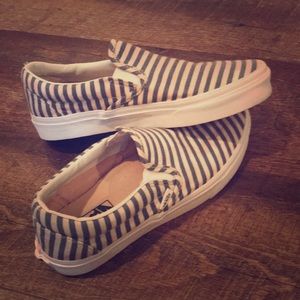 Blue & White Vans slip-ons